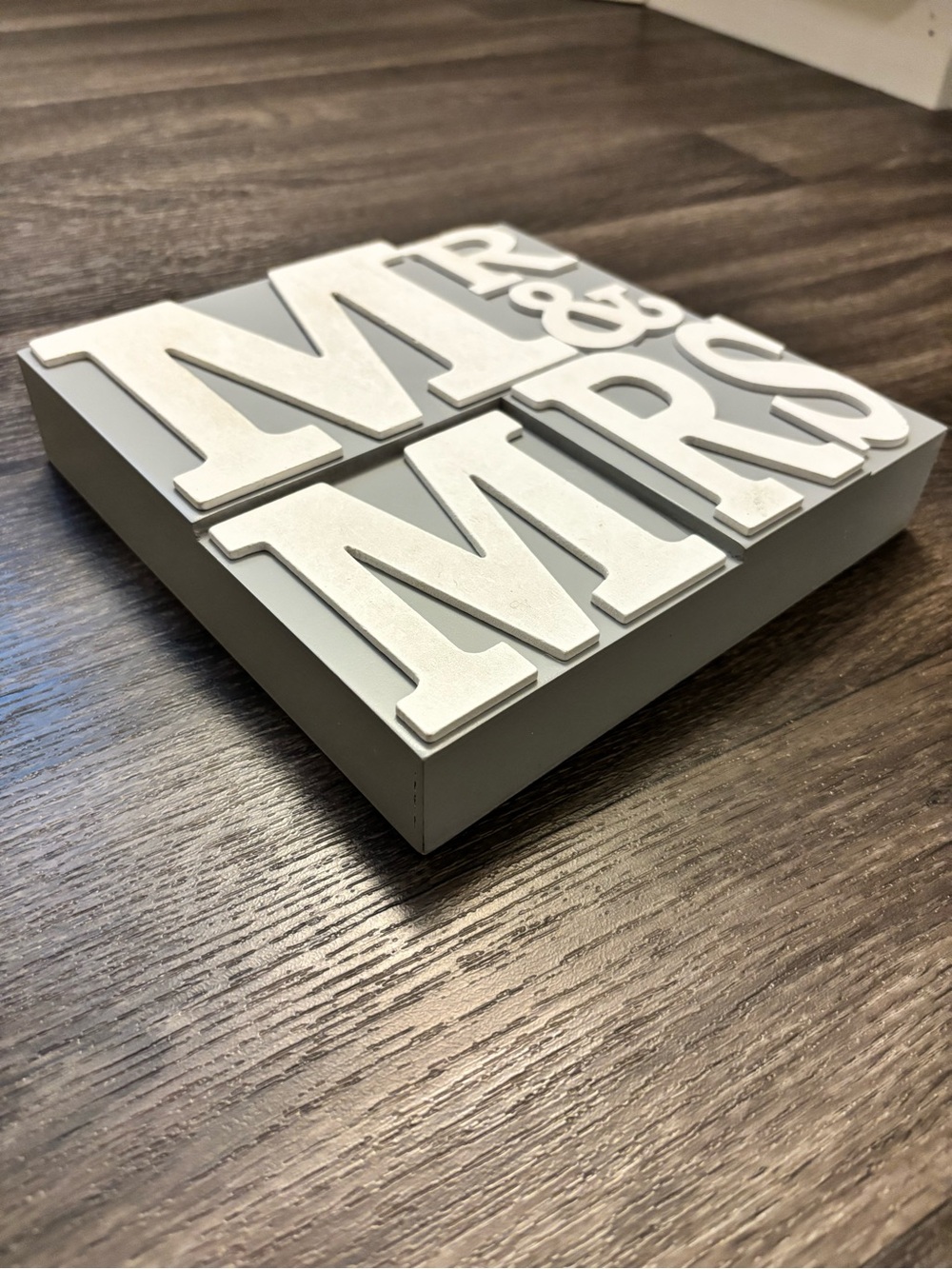3/$20 | MR & MRS Decorative Plaque - White Letters on Gray - Picture 2 of 7